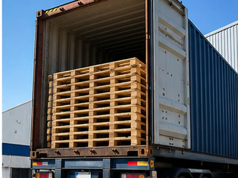 Tarimas de madera para exportación tratadas con HT cargadas en un contenedor, Tarimas Garo Puebla